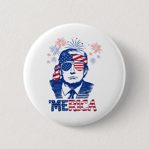 Trump Happy 4th Of July Trump American Flag 2  Button