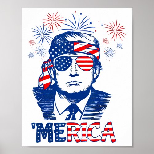 Trump Happy 4th Of July Trump American Flag 2  Poster