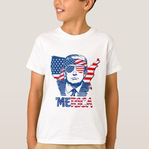 Trump Happy 4th Of July Trump American Flag 2  T_Shirt