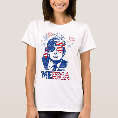 Trump Happy 4th Of July Trump American Flag 2  T_Shirt