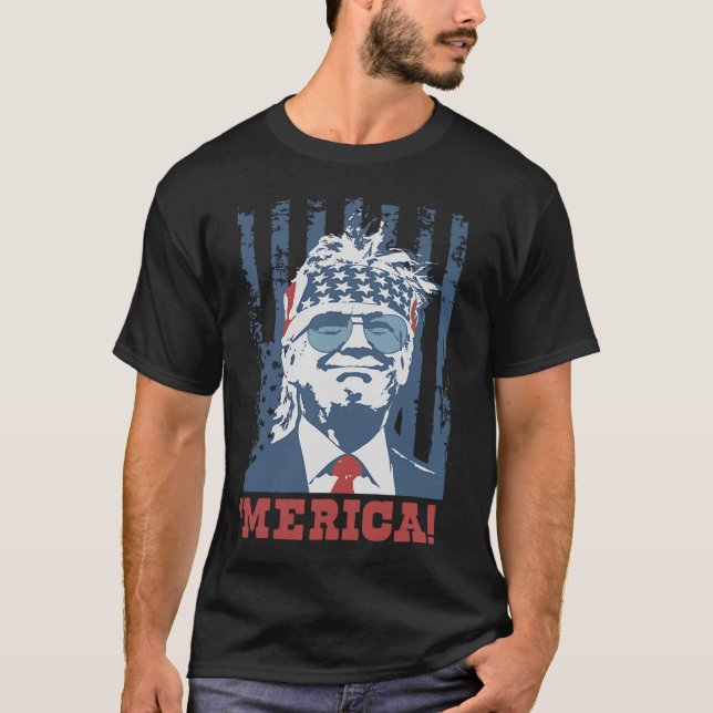 Trump Happy 4th Of July Trump American Flag 9  T-Shirt (Front)