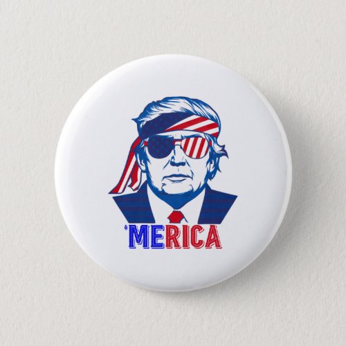 Trump Happy 4th Of July Trump American Flag  Button