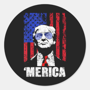 Trump Happy 4th Of July Trump American Flag Gifts Classic Round Sticker