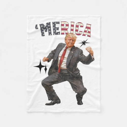 Trump Happy 4th Of July Trump American Flag Gifts  Fleece Blanket