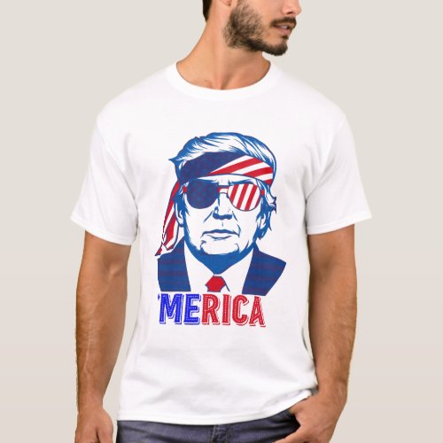 Trump Happy 4th Of July Trump American Flag  T_Shirt