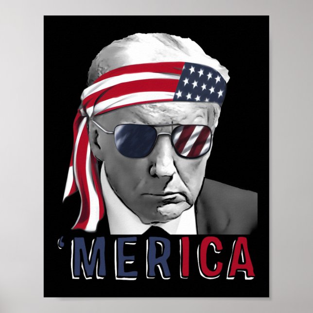 Trump Happy 4th Of July Trump American Flag Usa  Poster (Front)