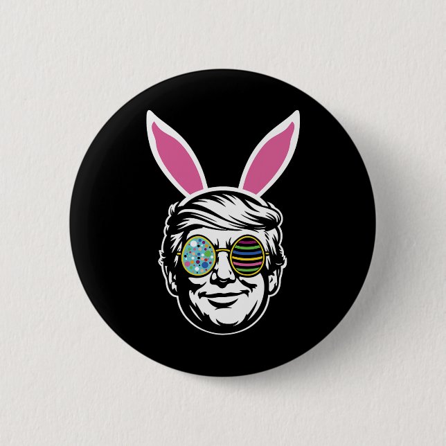 Trump Happy Easter Bunny Egg Hunt Spring Funny Hop Button (Front)