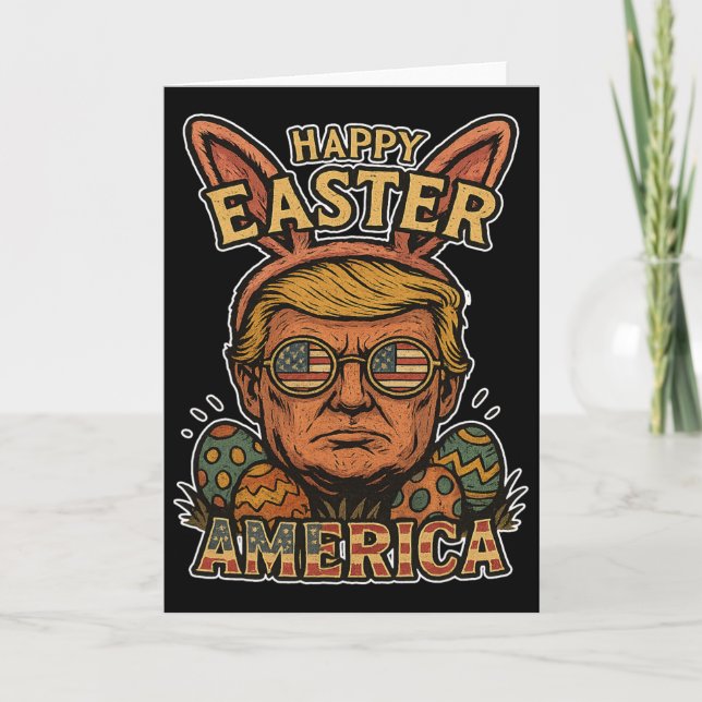 Trump Happy Easter Bunny Egg Hunt Spring Funny Hop Card (Front)