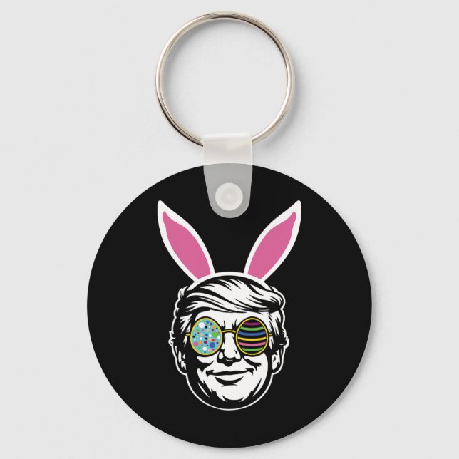 Trump Happy Easter Bunny Egg Hunt Spring Funny Hop Keychain (Front)