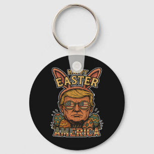 Trump Happy Easter Bunny Egg Hunt Spring Funny Hop Keychain