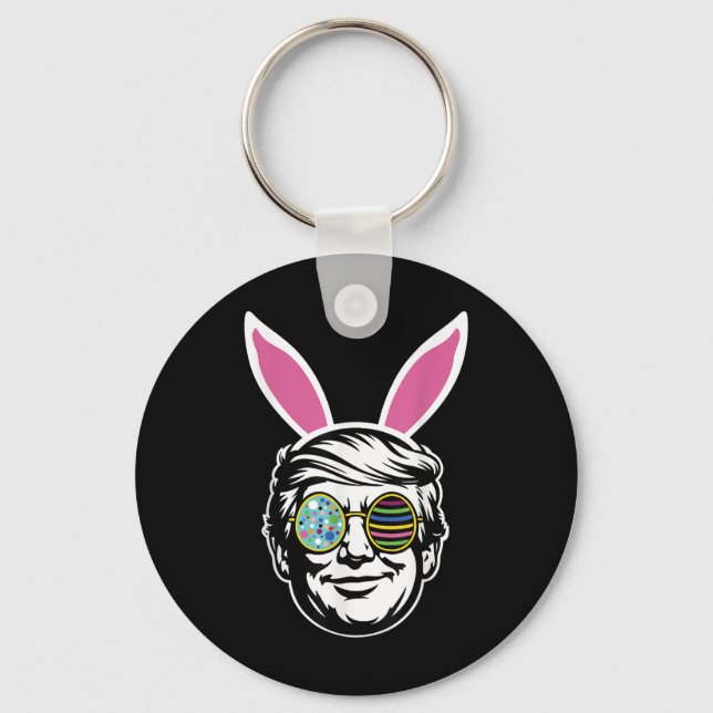 Trump Happy Easter Bunny Egg Hunt Spring Funny Hop Keychain (Front)