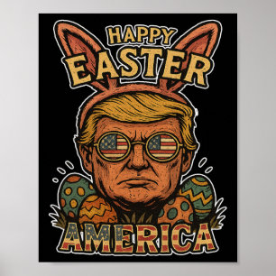 Trump Happy Easter Bunny Egg Hunt Spring Funny Hop Poster