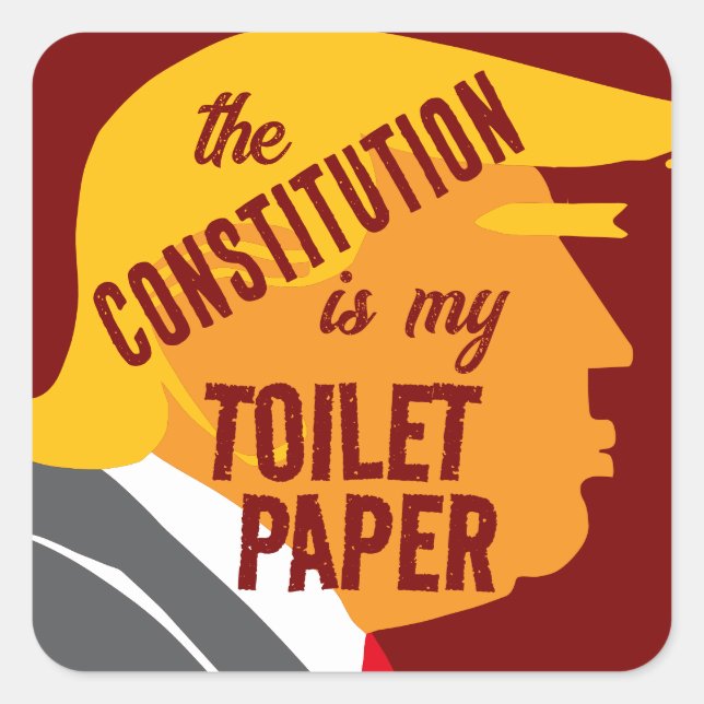 Trump Hates The Constitution Square Sticker (Front)