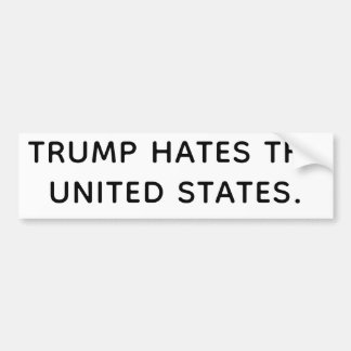 TRUMP HATES THE UNITED STATES Hankamer Artjunkhaus Bumper Sticker