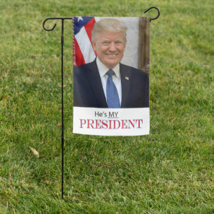Trump He’s My President 🤍 ️🧡 Patriotic USA Garden Flag