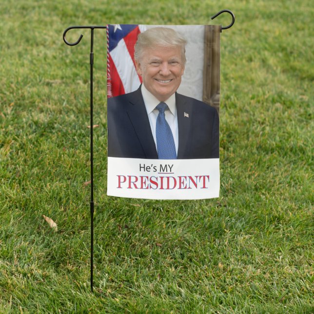 Trump He’s My President 🤍 ️🧡  Patriotic USA  Garden Flag (In SItu)