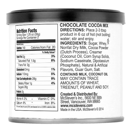 Trump Hot Chocolate Hot Chocolate Drink Mix (Back)