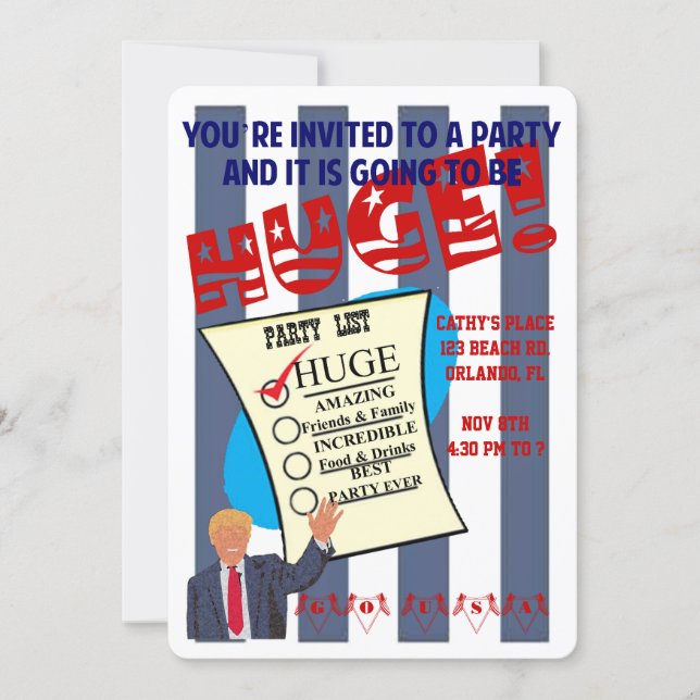 Trump HUGE Celebration Cocktail Party Invitation (Front)