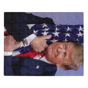 Trump hugging the American Flag - Trump 2020 Jigsaw Puzzle