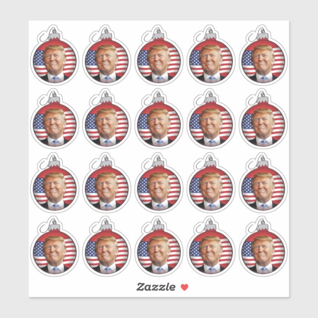 Trump in a Christmas Tree Ball Sticker (Sheet)