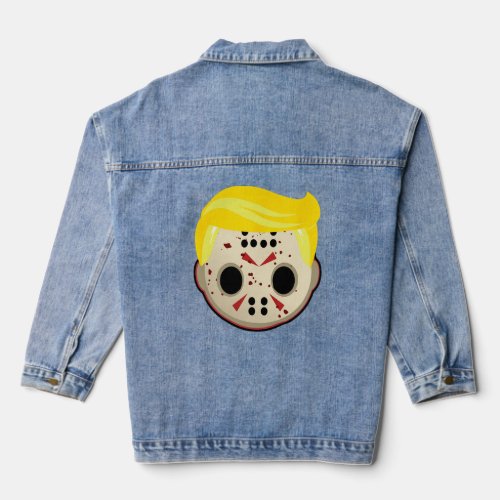 Trump In Hockey Mask Funny Halloween Horror   Denim Jacket