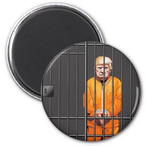 Trump in Jail 2 Inch Circle Magnet 