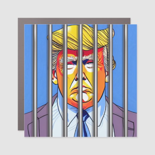 Trump in Jail 3 x 3 Square Car Magnet 