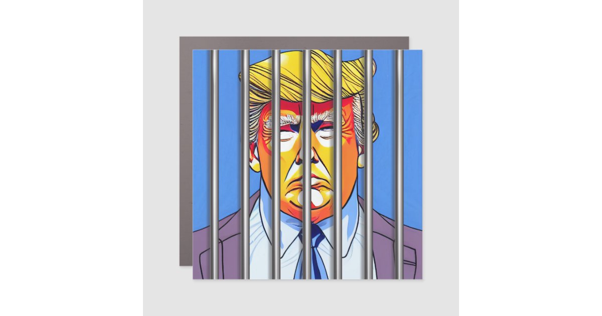 Trump in Jail 3" x 3" Square Car Magnet | Zazzle