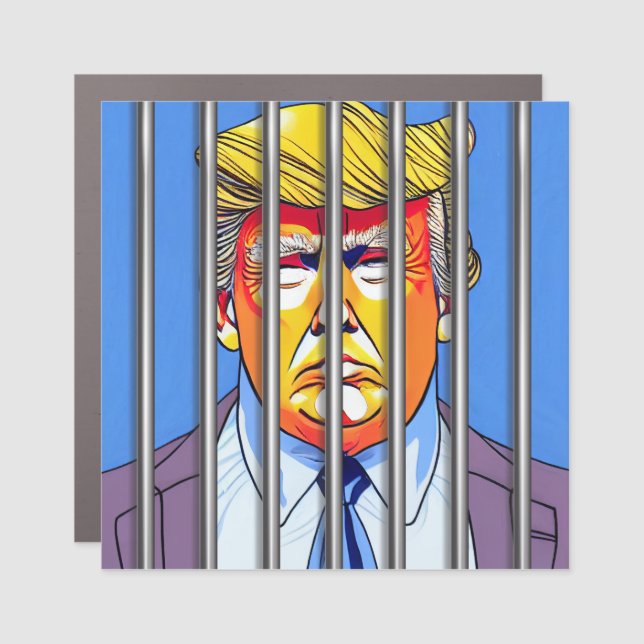 Trump in Jail 3" x 3" Square Car Magnet  (Front)