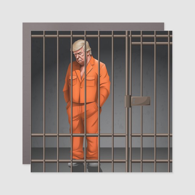 Trump in Jail 3" x 3" Square Car Magnet  (Front)