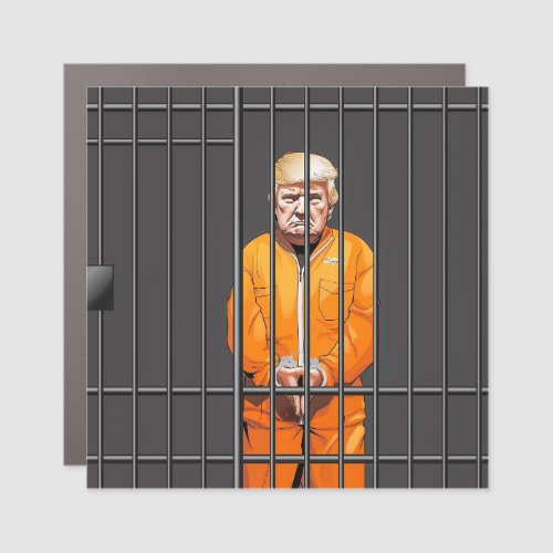 Trump in Jail 3 x 3 Square Car Magnet 