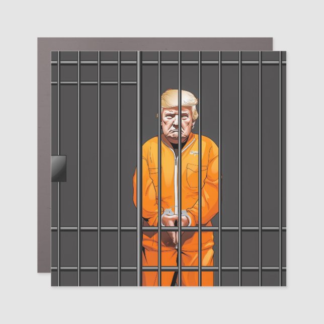 Trump in Jail 3" x 3" Square Car Magnet  (Front)