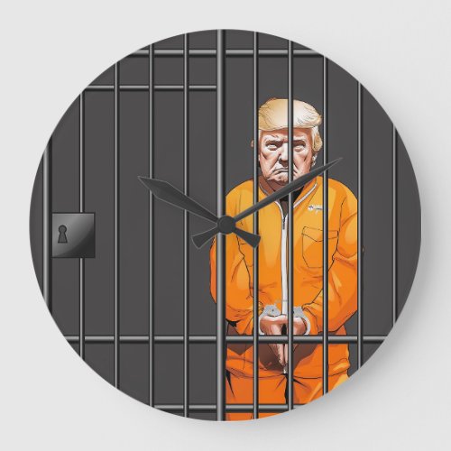 Trump in Jail Acrylic Wall Clock Round Large  Large Clock