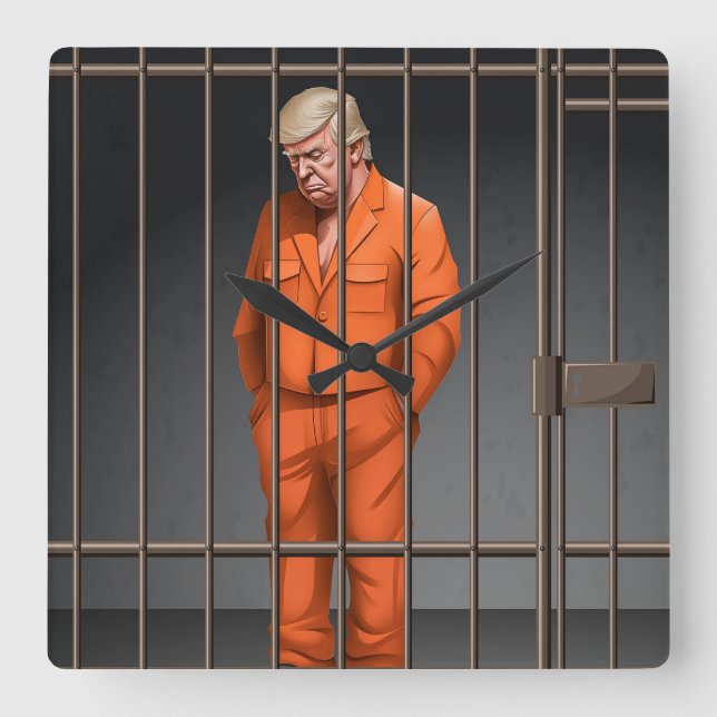 Trump in Jail Acrylic Wall Clock, Square  Square Wall Clock (Front)