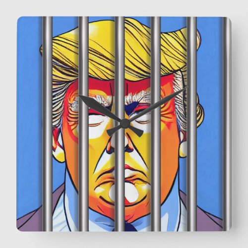 Trump in Jail Acrylic Wall Clock Square  Square Wall Clock