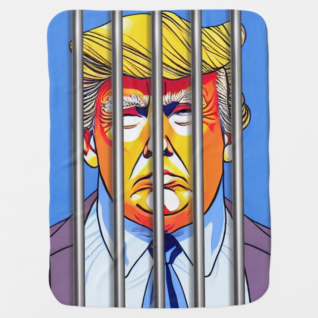 Trump in Jail  Baby Blanket  (Front)