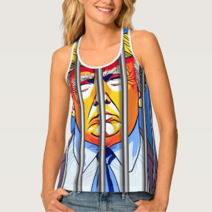 Trump in Jail Custom Women's All-Over Print Racerb Tank Top