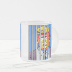 Trump in Jail Frosted Glass Mug, 10 oz Frosted Glass Coffee Mug