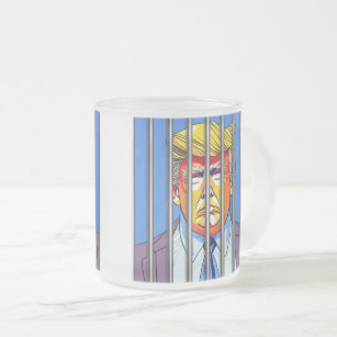Trump in Jail Frosted Glass Mug, 10 oz  Frosted Glass Coffee Mug