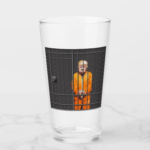 Trump in Jail Glass Tumbler 