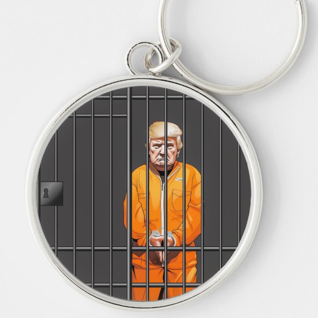 Trump in Jail Round Keychain (Front)