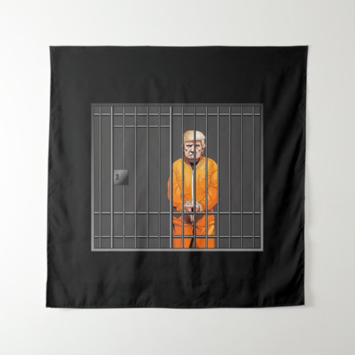 Trump in Jail Square 57 x 57 Tapestry 