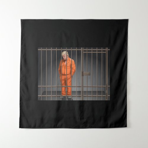 Trump in Jail Square 57 x 57 Tapestry 
