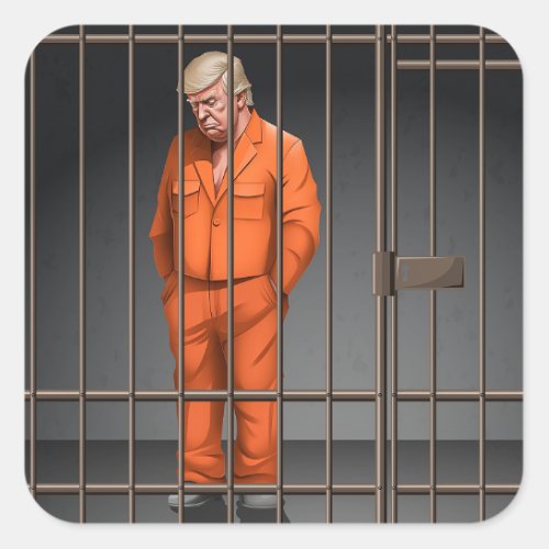 Trump in Jail Square Stickers 