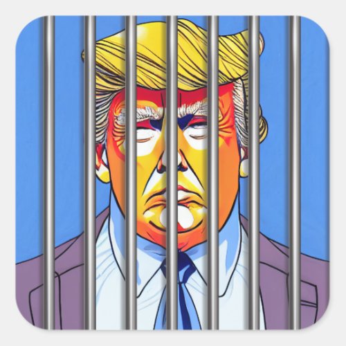 Trump in Jail Square Stickers 