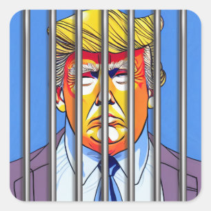 Trump in Jail Square Stickers