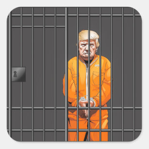 Trump in Jail Square Stickers 