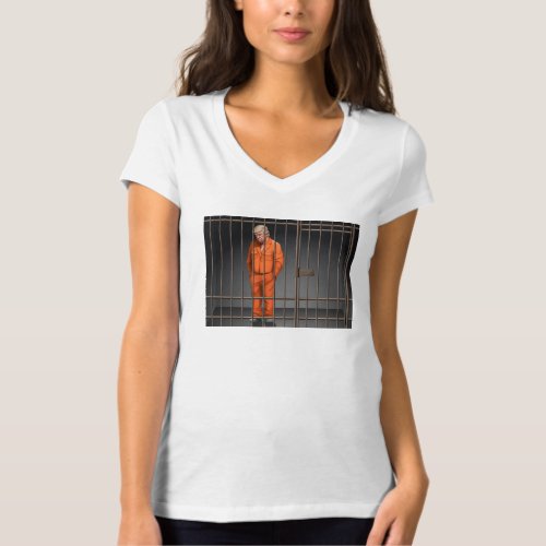 Trump in Jail Womens BellaCanvas Jersey V_Neck T T_Shirt