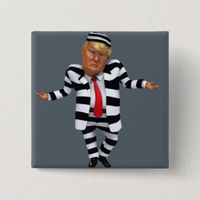 Trump in Prison Wear Button (Front)