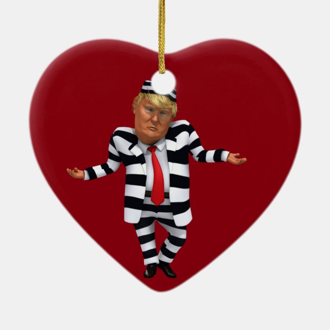 Trump in Prison Wear Ceramic Ornament (Back)